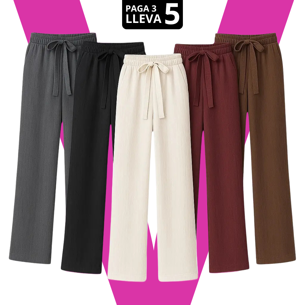 [Llevá 5, Pagá Solo 3] Pantalón Femenino Soline Pantalón con Cintura Elástica en Poliamida, Poliéster y Spandex